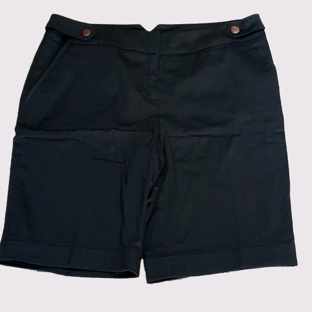 NWT AB Studio Women's Size 6 Black Dress Shorts Career Business Cuffed Pockets